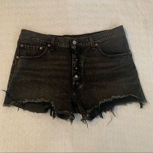 EUC Levi’s 501 High Rise Distressed Denim Shorts!